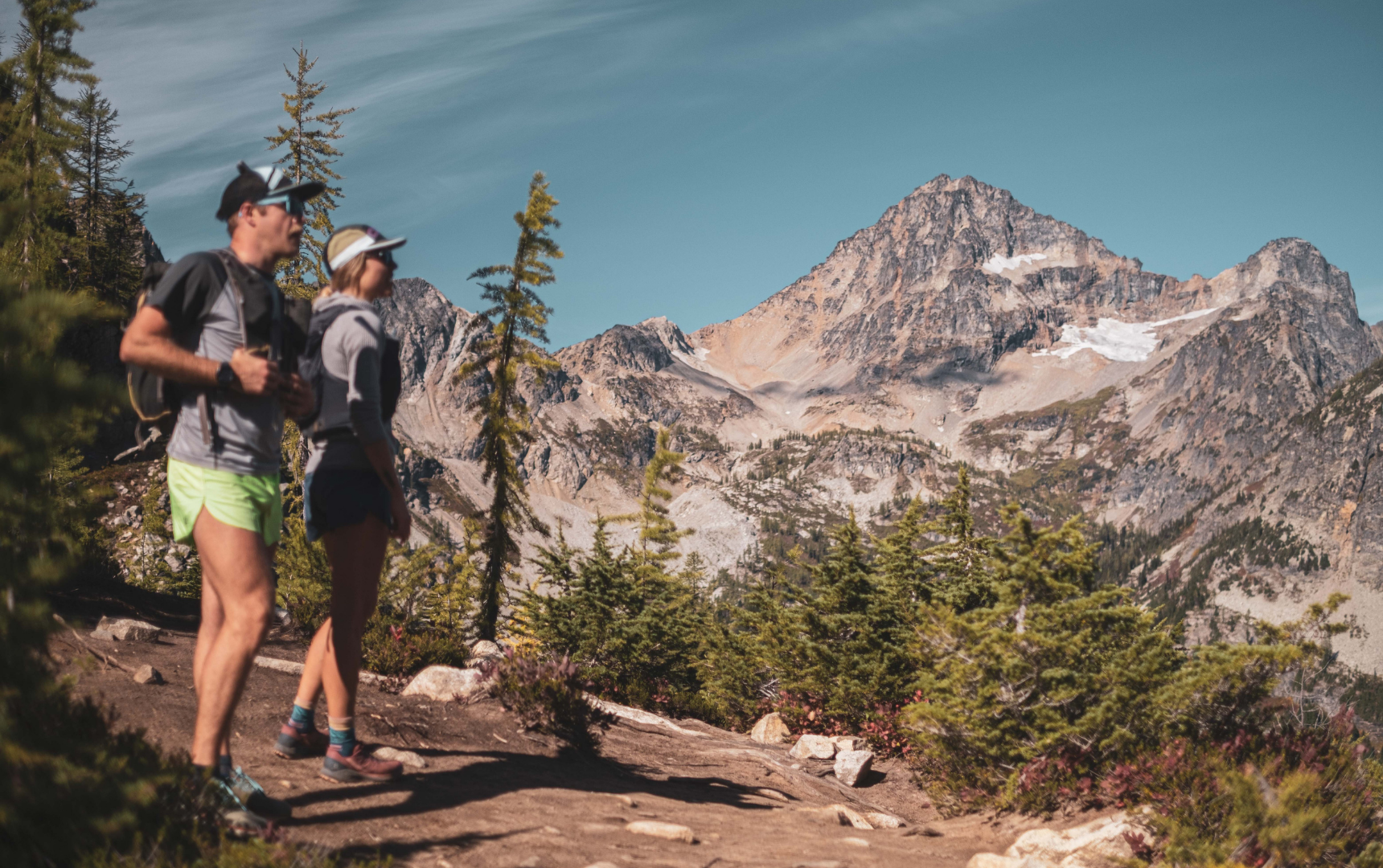 Two Aspire staff members soak in the North Cascades.